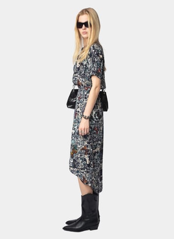 Robe midi imprimée à manches courtes ZADIG&VOLTAIRE Bleu